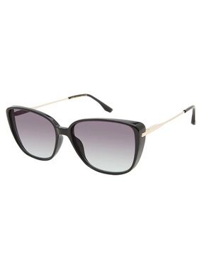 🆕 Nanette Nanette Lepore Cat Eye Metal Temple Sunglasses Black Gold